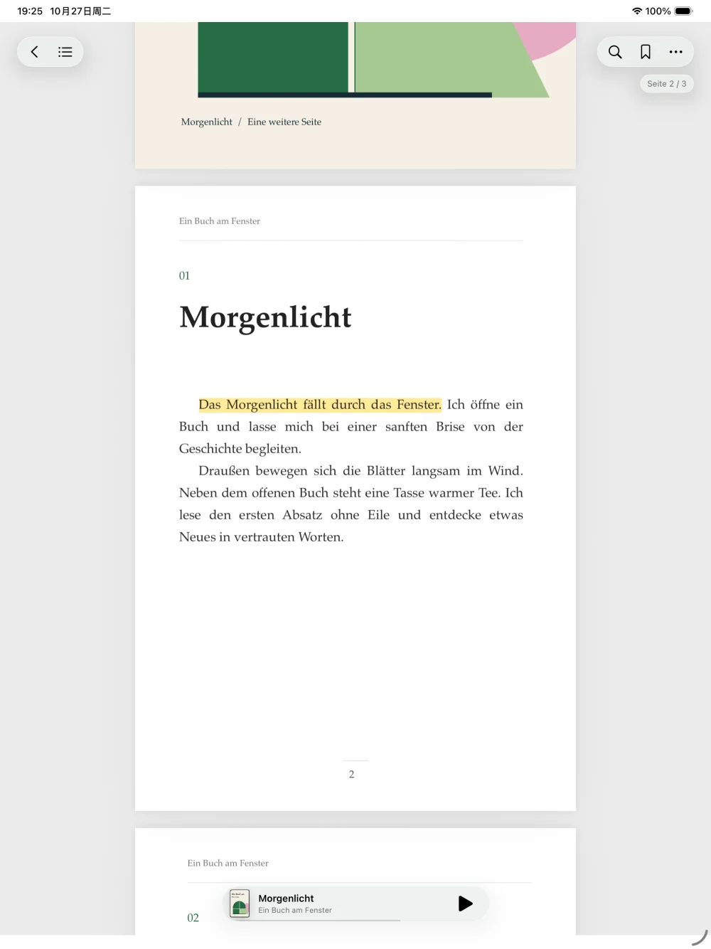 iPad · Bücher und Lernmaterial auf einer großzügigen Seite lesen.