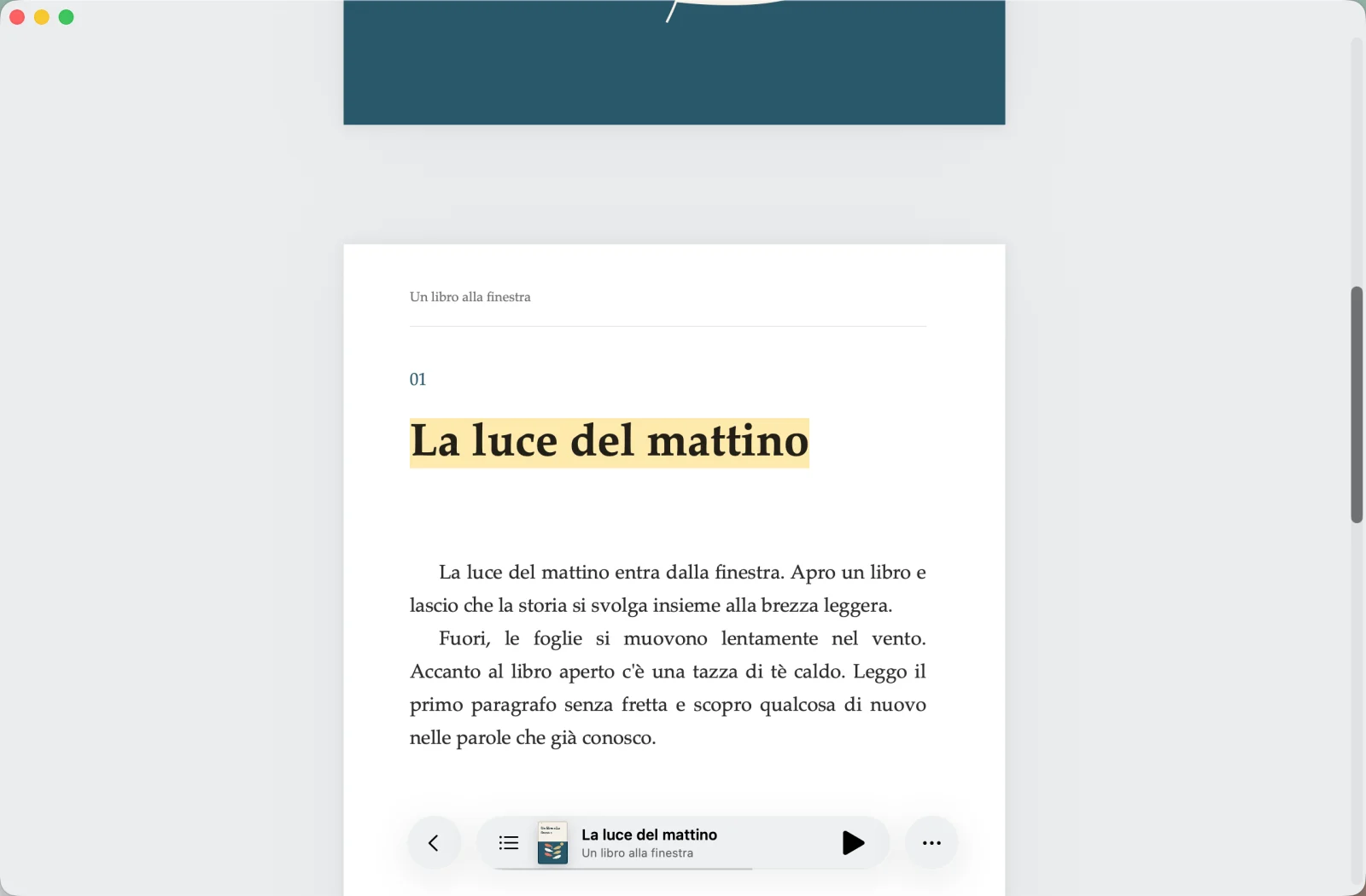 Segui il testo originale — Mac